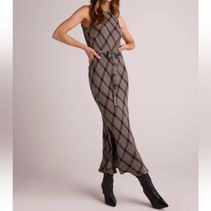 Bella Dahl Black and Red Glen Plaid Maxi Dress